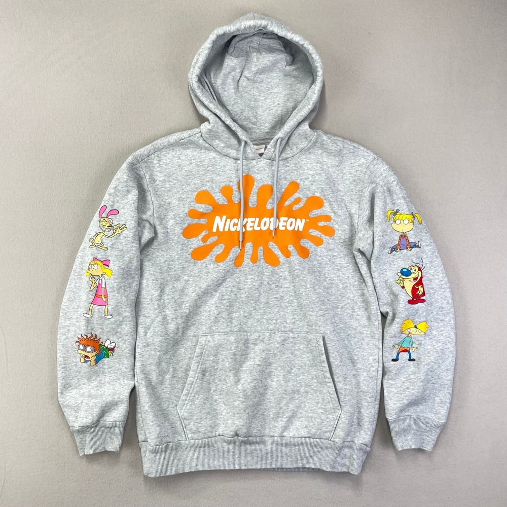 Nickelodeon Hoodie size Small Grey Slime Splatter Cartoons Rugrats Hey Arnold
